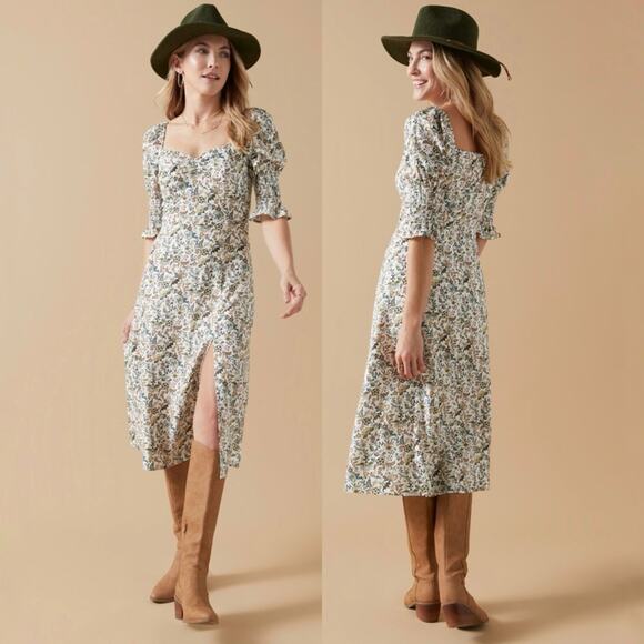 Audrey Parks x Francesca's Bobbi Floral Midi Dress Size Medium - Picture 1 of 9